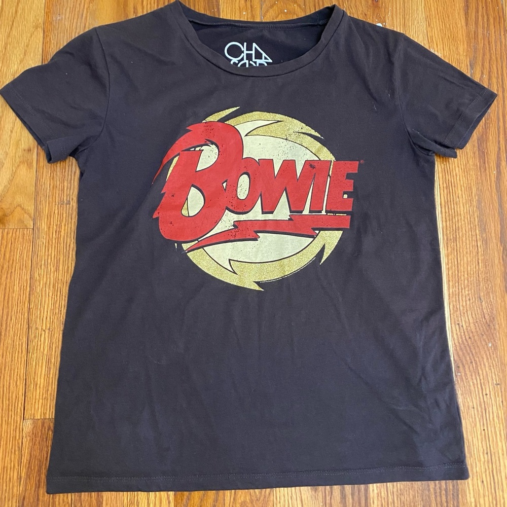 Chaser, David Bowie Graphic T-Shirt, Grey and gold colors